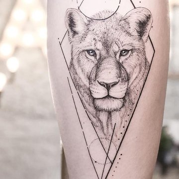 Dotwork tattoo with nature motifs