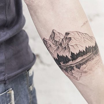 Dotwork tattoo with nature motifs
