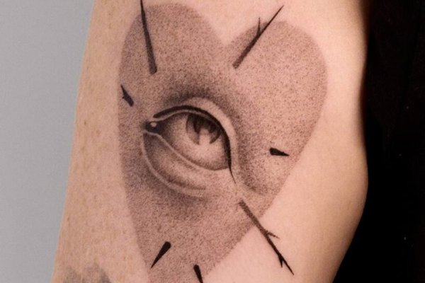 Dotwork tattoo with abstract elements